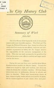 Cover of: Summary of work. 1906/07.