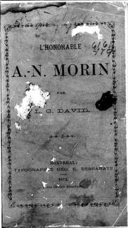 Cover of: L' honorable A.-N. Morin