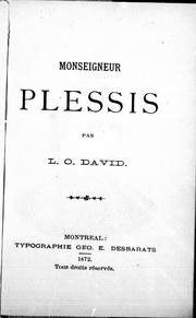 Cover of: Monseigneur Plessis