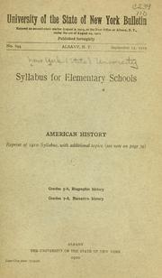 Cover of: Syllabus for elementary schools.