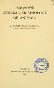 Cover of: synopsis of the general morphology of animals