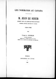 Cover of: M. Jean Le Sueur: ancien curé de Saint-Sauveur-de-Thury, premier prêtre séculier du Canada, 1634-1668