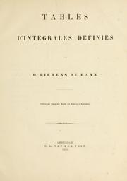 Tables d'intégrales définies by D. Bierens de Haan