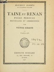 Cover of: Taine et Renan: pages perdues recueillies et commentées par Victor Giraud.