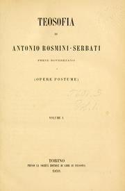 Cover of: Teosofia: opere postume.