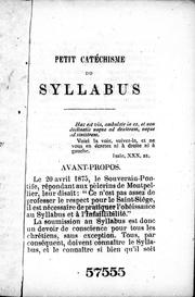 Cover of: Petit catéchisme du Syllabus