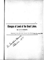 Cover of: Changes of level of the Great Lakes