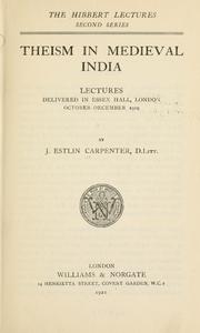 Cover of: Theism in medieval India by Joseph Estlin Carpenter