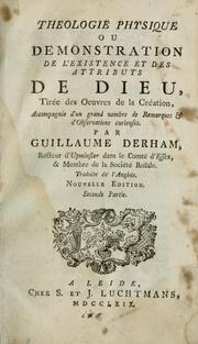 Cover of: Theologie physique by William Derham