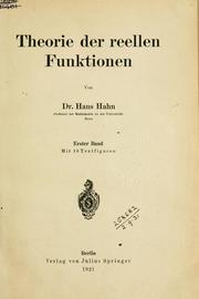 Cover of: Theorie der reellen Funktionen.
