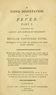 Cover of: third dissertation on fever ...