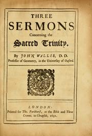 Cover of: Three sermons concerning the sacred Trinity.