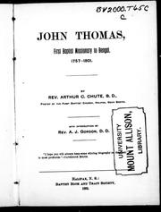 Cover of: John Thomas, first Baptist missionary to Bengal, 1757-1801