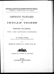 Cover of: Comparative vocabularies of the Indian tribes of British Columbia: with a map illustrating distribution
