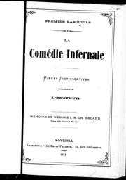 Cover of: La Comédie infernale: pièces justificatives