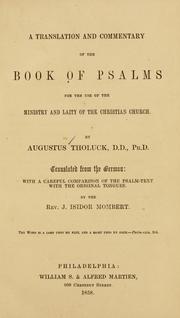 Cover of: translation and commentary of the book of Psalms for the use of the ministry and laity of the Christian church