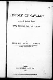 Cover of: A history of the cavalry from the earliest times: with lessons for the future