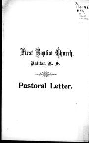 Cover of: Pastoral letter