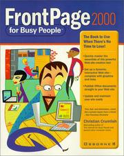 Cover of: FrontPage 2000 for busy people: the book to use when there's no time to lose!