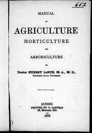 Cover of: Manual of agriculture, horticulture, and arboriculture