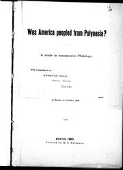 Cover of: Was America peopled from Polynesia? by Horatio Emmons Hale