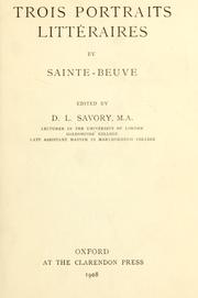 Cover of: Trois portraits littéraires.: Edited by D.L. Savory.