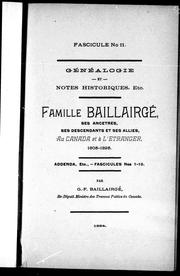 Cover of: Généalogie et notes historiques, etc. by G. F. Baillairgé