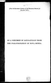 Cover of: Note on a specimen of Diploxylon from the coal-formation of Nova Scotia by John William Dawson