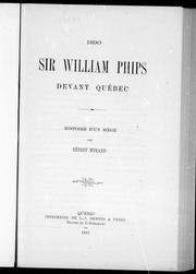 Cover of: Sir William Phips devant Québec: histoire d'un siè ge