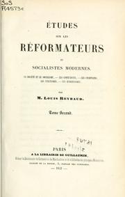 Cover of: Études sur les réformateurs contemporains: ou socialistes modernes.