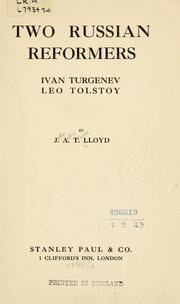 Cover of: Two Russian reformers, Ivan Turgeney, Leo Tolstoy.