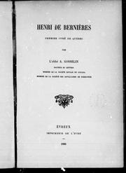 Cover of: Henri de Bernières, premier curé de Québec