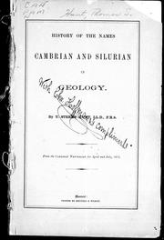 Cover of: History of the names Cambrian and Silurian in geology
