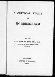 A critical study of In memoriam by King, John M.