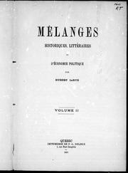 Cover of: Mélanges historiques, littéraires et d'économie politique