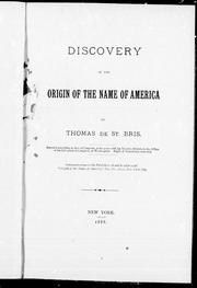 Cover of: Discovery of the origin of the name of America |