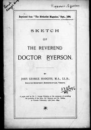 Cover of: Sketch of the Reverend Doctor Ryerson