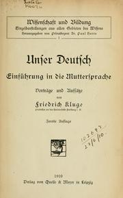 Cover of: Unser Deutsch by Friedrich Kluge