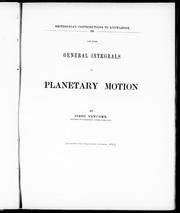 Cover of: On the general integrals of planetary motion