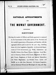 Cover of: Catholic appointments and the Mowat government
