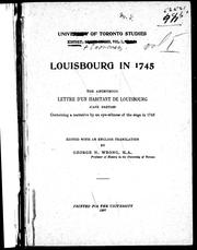 Cover of: Louisbourg in 1745: the anonymous, Lettre d'un habitant de Louisbourg (Cape Breton) : containing a narrative by an eye-witness of the siege in 1745
