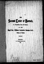 Cover of: The second letter of Baruch by by William Carpenter Bompas.
