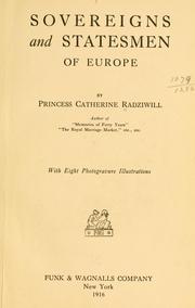 Cover of: Sovereigns and statesmen of Europe.: With eight photogravure illustrations.