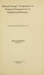 Cover of: Edward Young's "Conjectures on original composition" in England and Germany by Edward Young