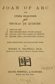 Cover of: Joan of Arc, and other selections from Thomas De Quincey.