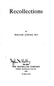 Cover of: Recollections by O'Brien, William