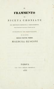 Cover of: frammento di Niceta Choniate sui monumenti distrutti a Costantinopoli dall'esercito crociato l'anno MCCIII.
