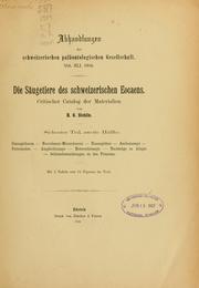 Cover of: Die Säugetiere des schweizerischen Eocaens by Hans Georg Stehlin