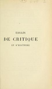 Cover of: Essais de critique et d'histoire.