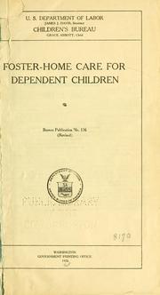 Cover of: Foster-home care for dependent children.